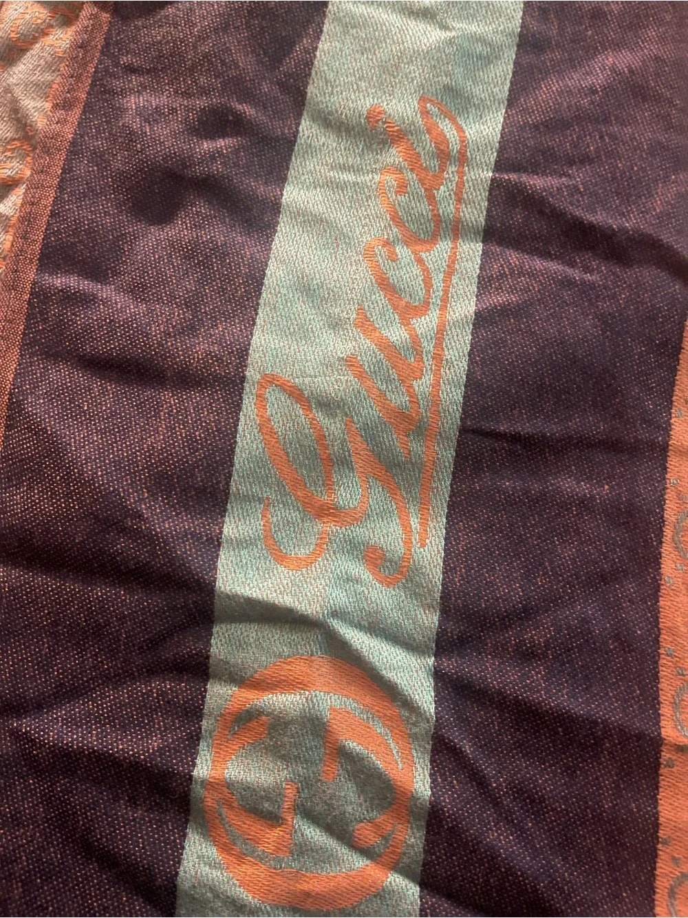 Gucci Orange Coverlet with Purple and Cream Stripe